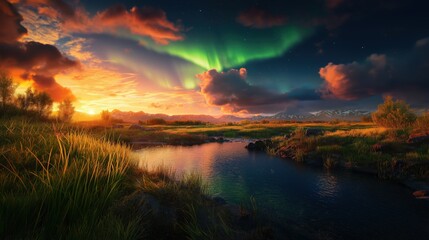 Obraz premium sunset over the river