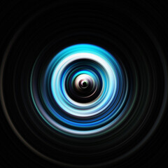 Colorful radial motion effect. Abstract rounded background. Color curves and sphere.