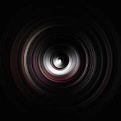 Colorful radial motion effect. Abstract rounded background. Color curves and sphere.