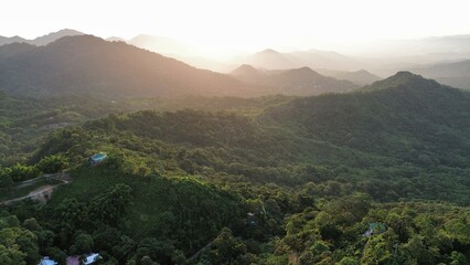Aerial photo of sunset in Minca, Colombia