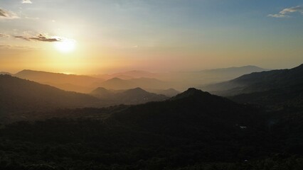 Aerial photo of sunset in Minca, Colombia