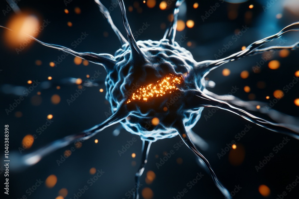 Poster ion channels opening in a neuronâ€™s membrane, allowing potassium ions to flow out of the cell, cont