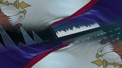 American Samoa flag - Waving flag on report analytics data statement - Powered by Adobe