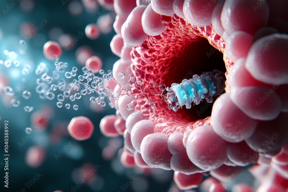 Poster minimalist cross-section of a human cell membrane, showing simple lipid bilayers with a single ion c
