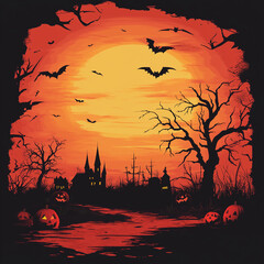 halloween background with pumpkins, Generative AI	
