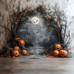 halloween background with pumpkin, Generative AI	
