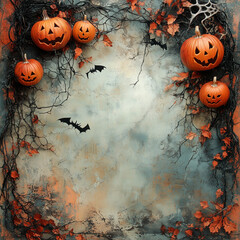 halloween background with pumpkins, Generative AI	
