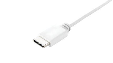 white hdmi cable connector isolated on white background with copy space for electronics and technology usage, cut out