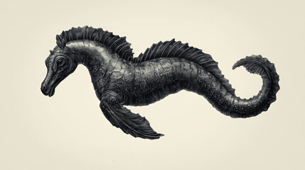 Naklejka premium Vintage Sea Horse Animal Engraving Vector Illustration