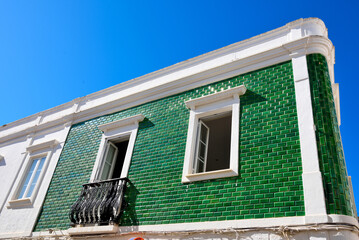 characteristic building with tiles (azulejos) in lagos algarve portugal