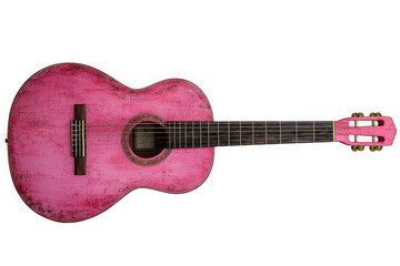 Fototapeta premium Pink classical guitar isolated on transparent background, png file, no background png file