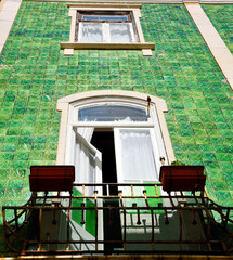 characteristic building with tiles (azulejos) in lagos algarve portugal