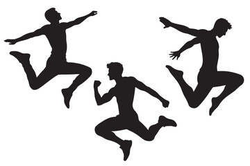 silhouettes of people jumping
