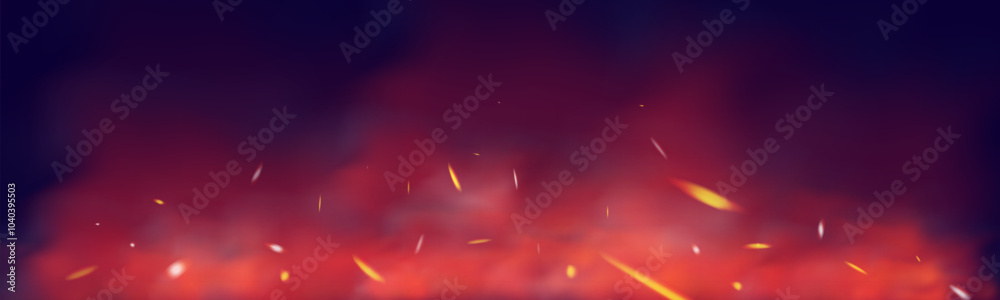 Poster red cloud of smoke and fog.vector illustration.