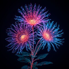Radiant Petals: Dahlia Flowers in Kirlian and Laser Light Art