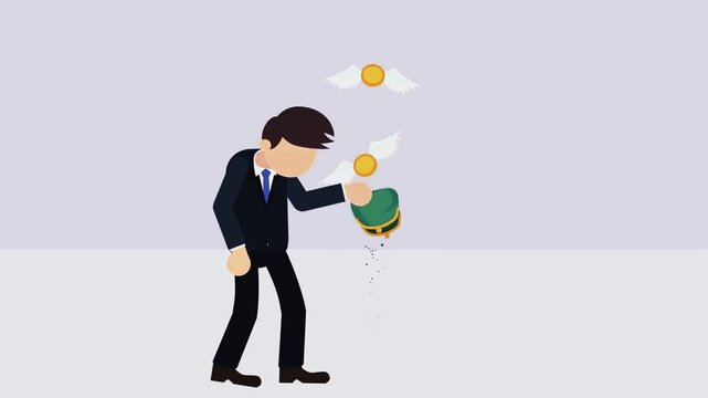 Poor businessman, background loop animation