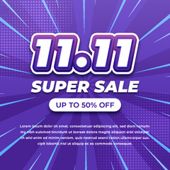 11 11 Shopping Day Super Sale Banner Template For Business Promo
