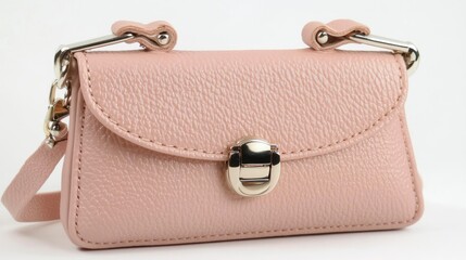 Stylish pink handbag with metallic clasp and shoulder strap