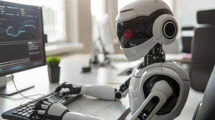 Humanoid robot lubricating moving parts on an aircraft