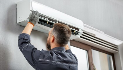 Fototapeta premium Experienced Technician Repairing Air Conditioning System