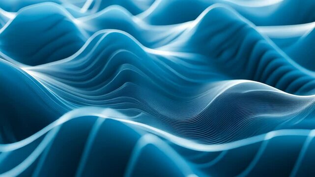A close-up view of flowing blue wave patterns resembling abstract oceanic forms.