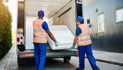 Mattress Delivery Truck. Movers Transporting