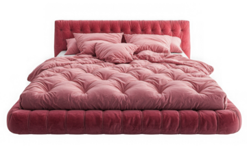 Pink elevated bed isolated on transparent background, png file, no background png file