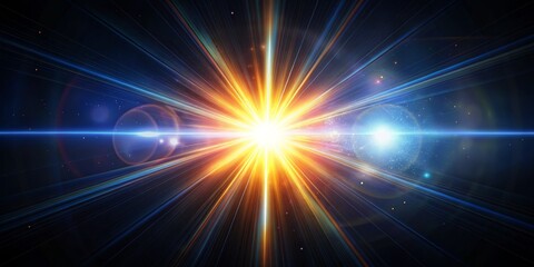 Fototapeta premium Cosmic Radiance A Bright Burst of Light, Composed of Vibrant Lines and Glowing Stars, Representing the Power and Energy of the Universe, space, universe, energy