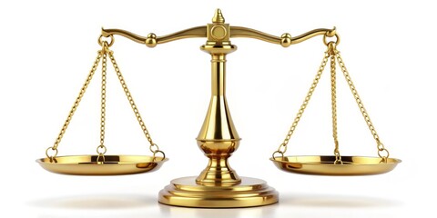 Golden Scales of Justice A 3D Render, Justice, Law, Balance