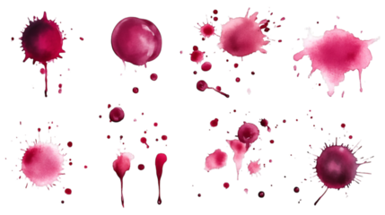 PNG Watercolor Splatter: Red Ink Splatters on Black Background Isolated on Transparent Background