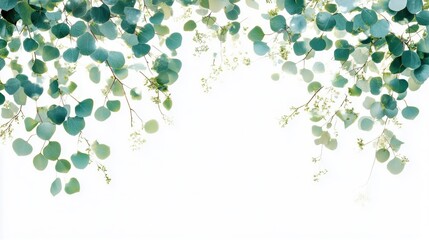 Delicate greenery with leaves on a white isolated background.
