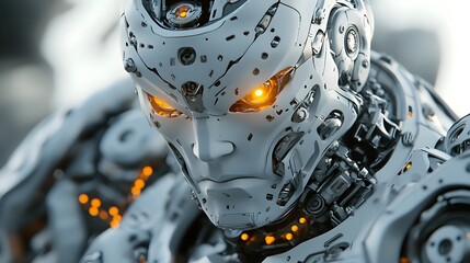 Futuristic Cyborg Robot with Glowing Mechanical Details