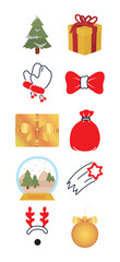 Vector image of christmas icon set with white background