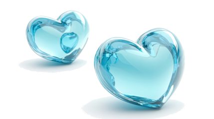 Glossy Blue Hearts Collection on a Transparent Background Generative AI