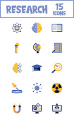 Vector image of research icon set white background