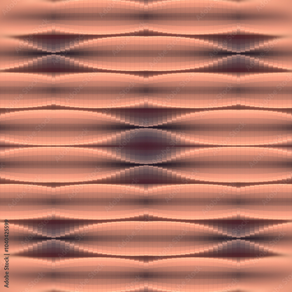 Fototapete Digital illustration of a wave pattern with an orange-purple gradient. The harmonious interplay of colors and shapes creates a dynamic and visually pleasing symmetrical composition. 3d rendering