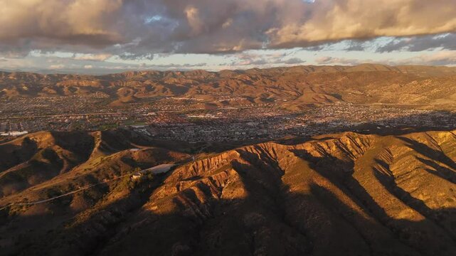 Aerial View of Simi Valley at Sunset, Ventura County