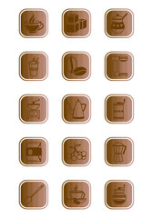 Vector image of brown colored coffee icon set with white background