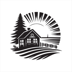 Creative Sunset House Silhouette Vectors – Ideal for T-Shirt Designs