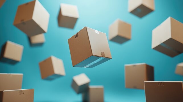 Floating Boxes on Colorful Background