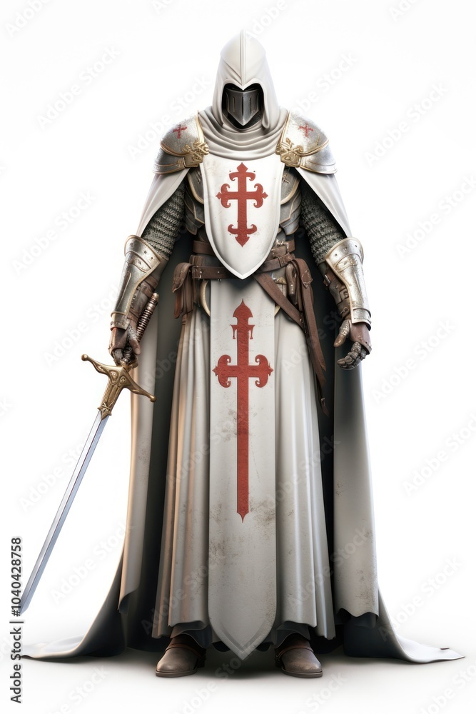 Sticker Templar knight costume sword adult.