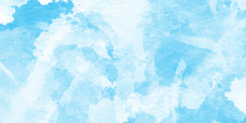 Colorful gradient ink colors wet effect hand drawn paper texture background, Blue watercolor abstract cloudy sky background, Abstract vector blue watercolor paint splash.