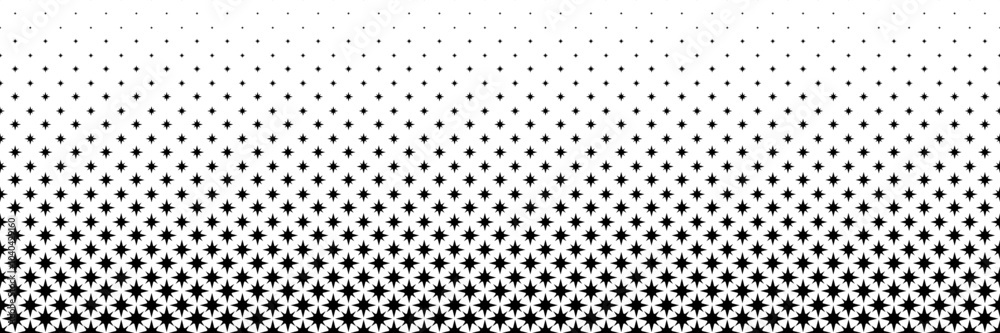 Poster horizontal halftone of glitter black star design for pattern and background.
