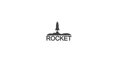 Rocket Logo Design Vector black dark Silhouette start-up, boost Illustration