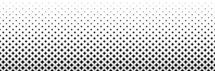 horizontal halftone of glitter black star design for pattern and background.