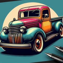 Truck vector illustration logo design 