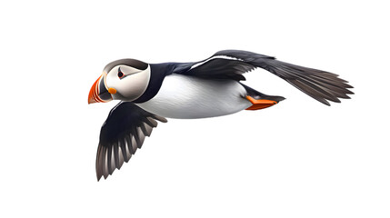 Naklejka premium Atlantic Puffin Bird, in Transparent PNG Background, Wallpaper, Cover and Screen for Smartphone, PC, Laptop, Transparent PNG.