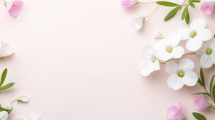Beautiful arrangement of white and pink flowers on a soft pastel background.