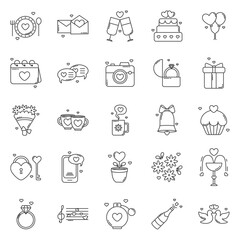 Set of Valentine's Day vector icons on white background