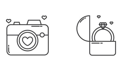 Set of Valentine's Day vector icons on white background